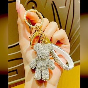 Rhinestone Y2K bear keychain.